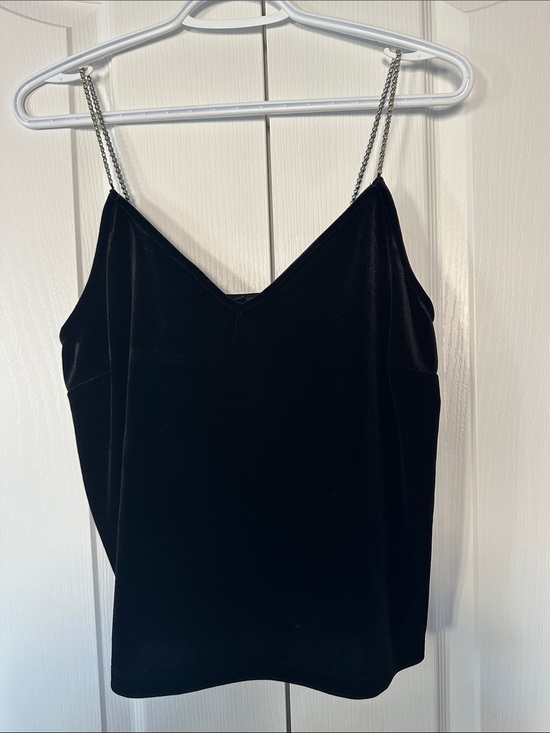 Dynamite Tops - Dynamite Black Velvet Cami with Silver Chain Straps